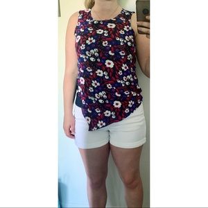 Roz & Ali Sleeveless Floral Navy Pink Blouse
